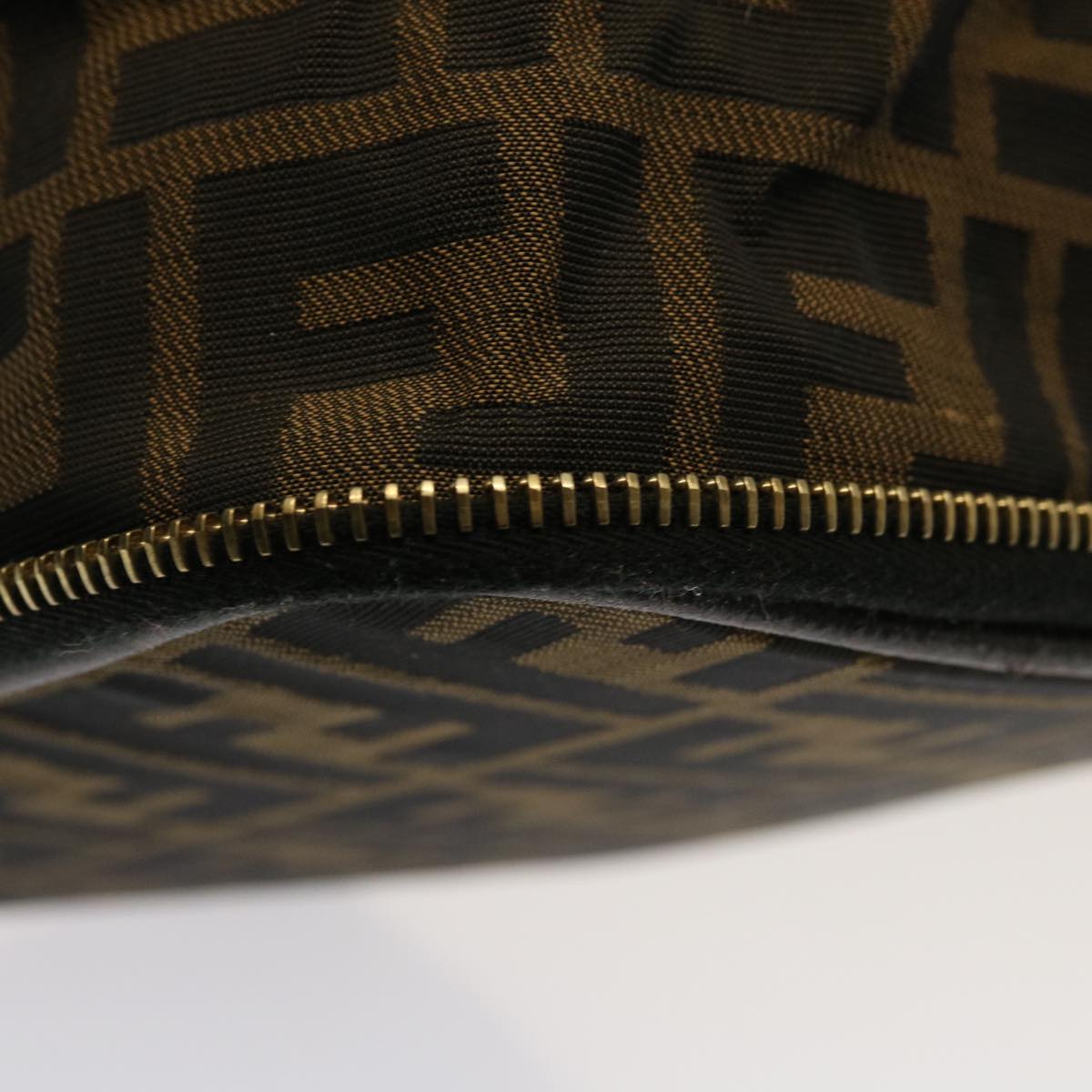 FENDI Zucca Canvas Vanity Pouch Brown Black fm3154