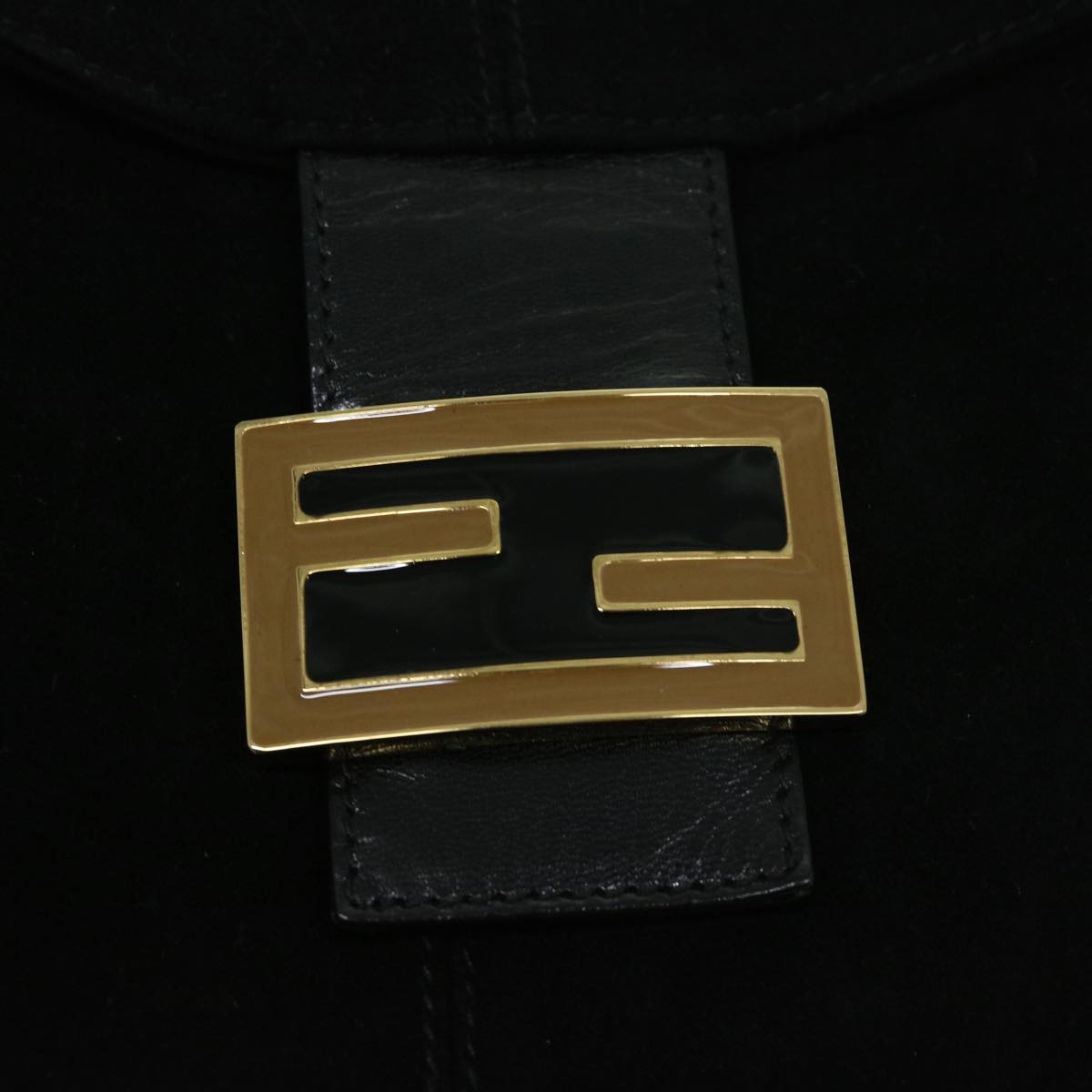 FENDI Mamma Baguette Shoulder Bag Suede Black fm3241