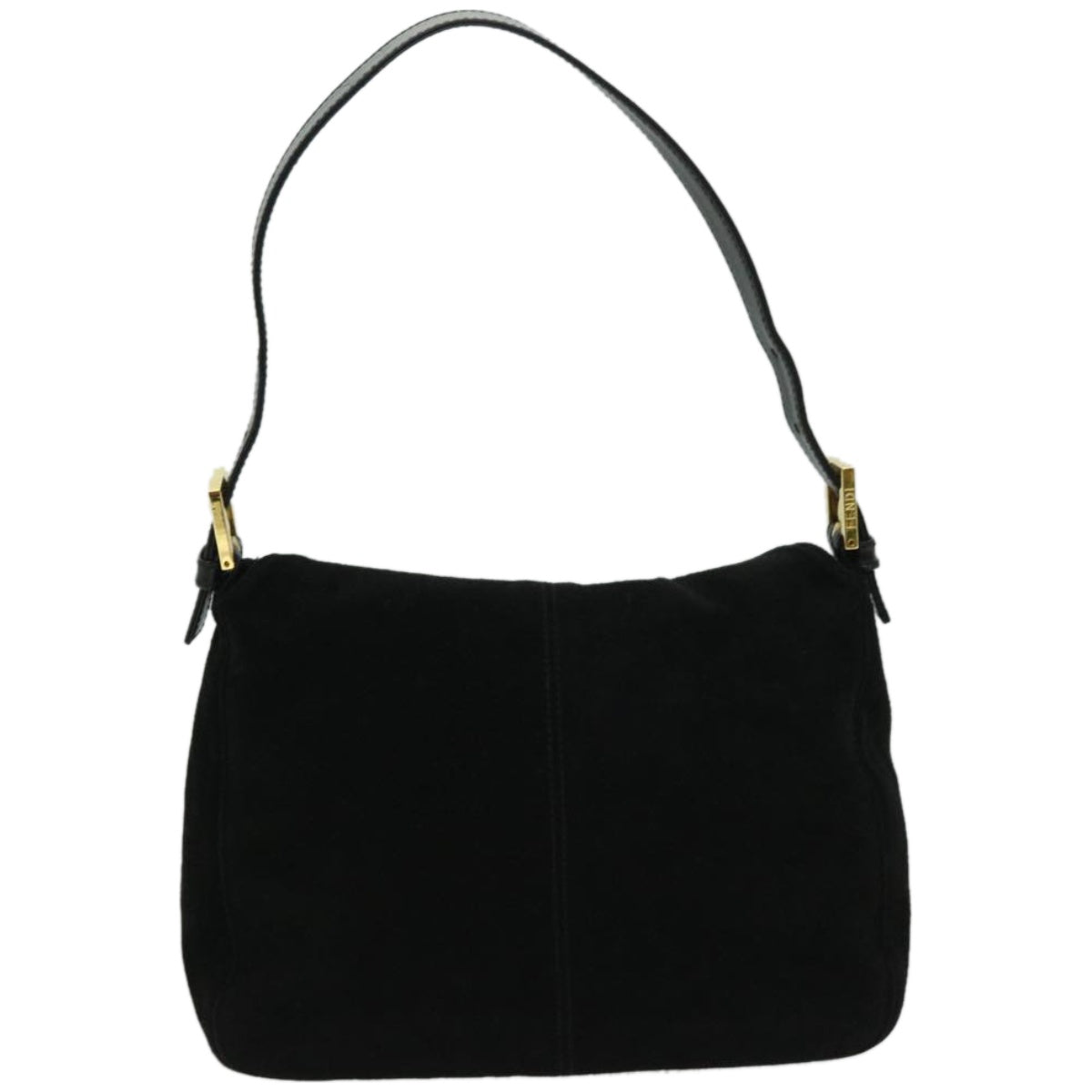 FENDI Mamma Baguette Shoulder Bag Suede Black fm3241