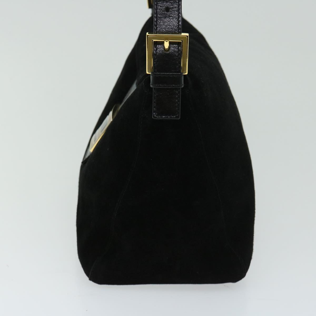 FENDI Mamma Baguette Shoulder Bag Suede Black fm3241