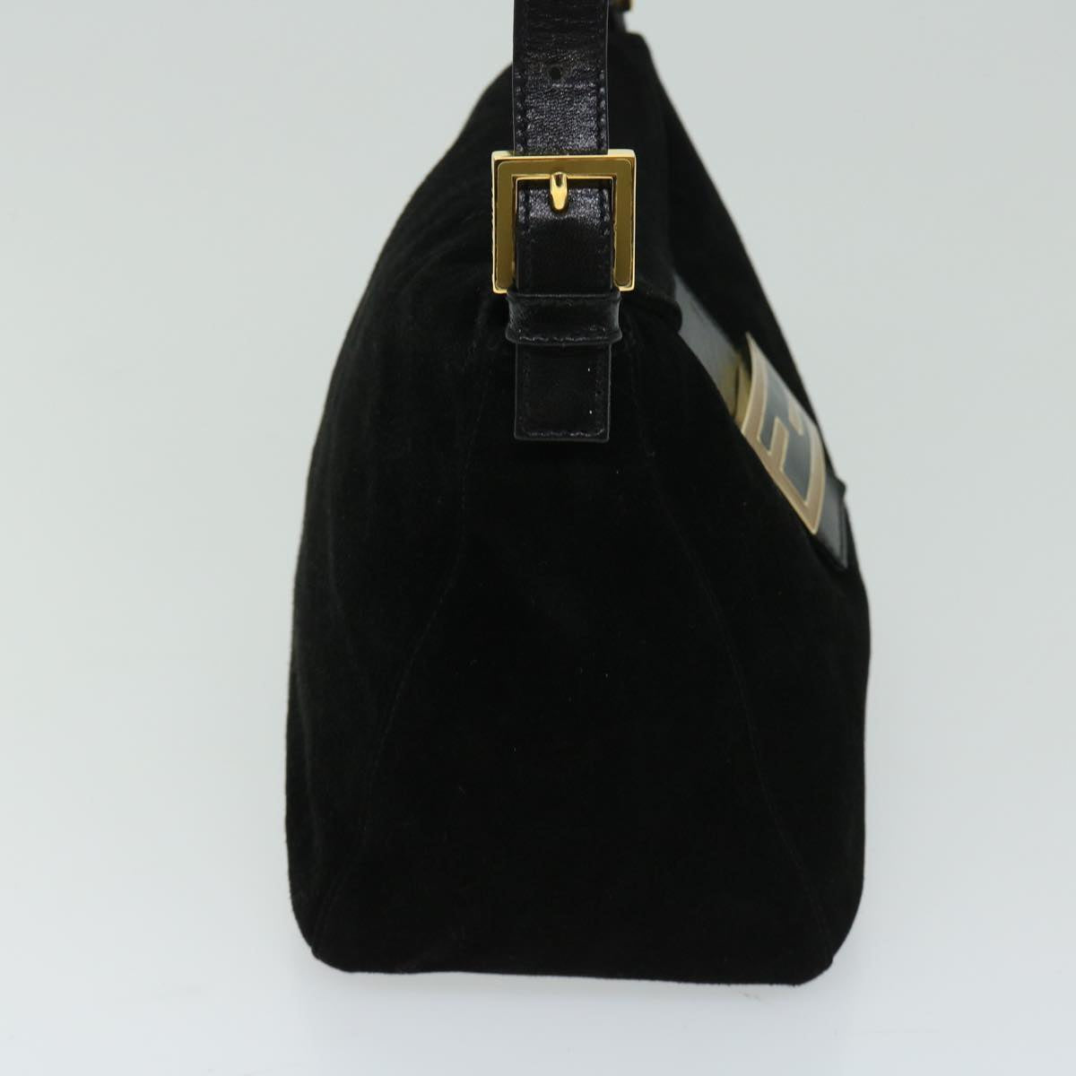 FENDI Mamma Baguette Shoulder Bag Suede Black fm3241