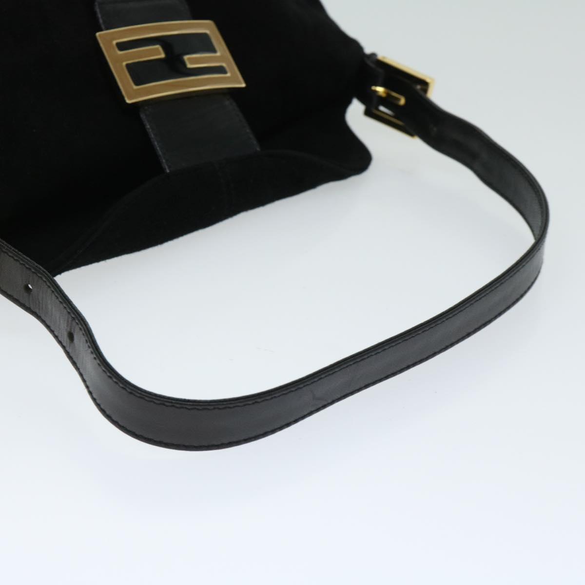 FENDI Mamma Baguette Shoulder Bag Suede Black fm3241