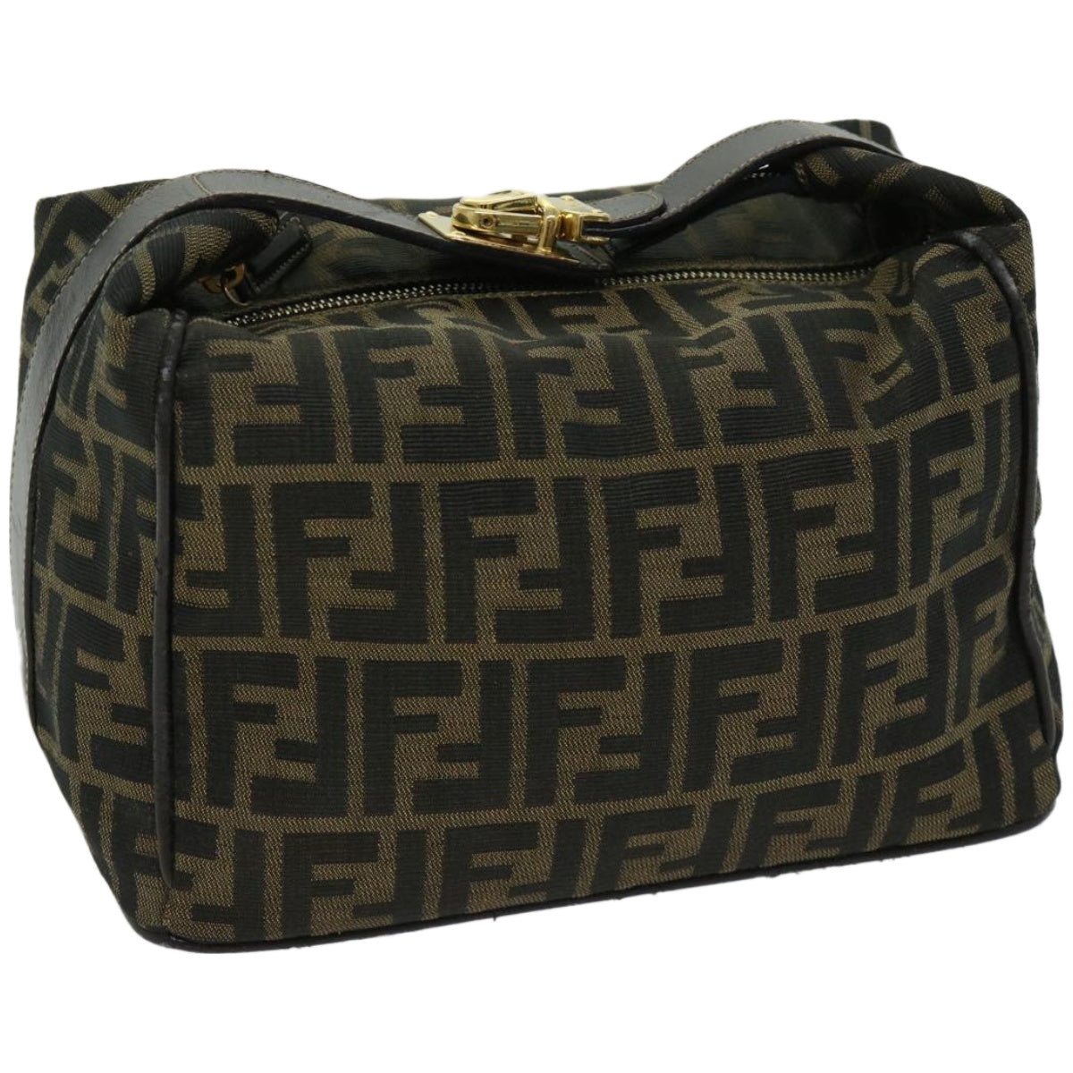 FENDI Zucca Canvas Hand Bag Black Brown fm3243