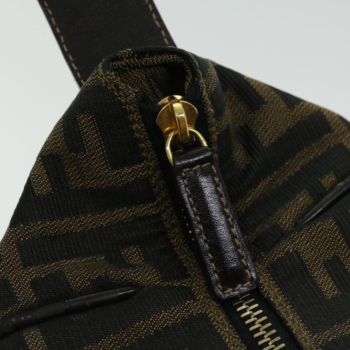 FENDI Zucca Canvas Hand Bag Black Brown fm3243