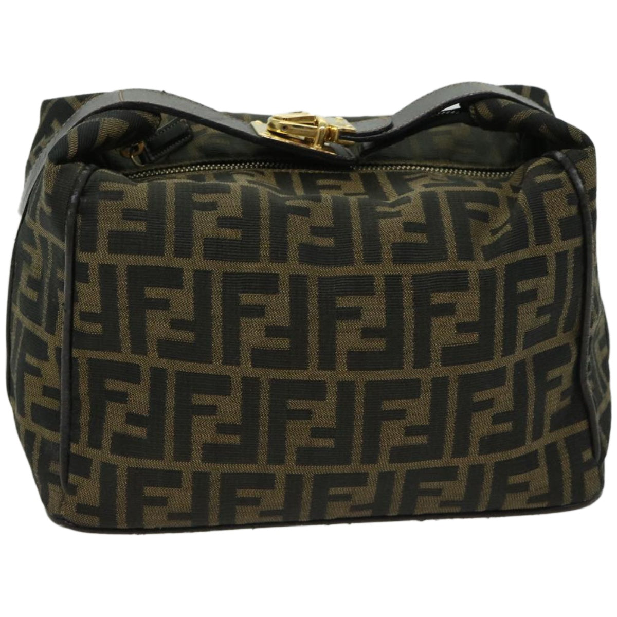 FENDI Zucca Canvas Hand Bag Black Brown fm3243