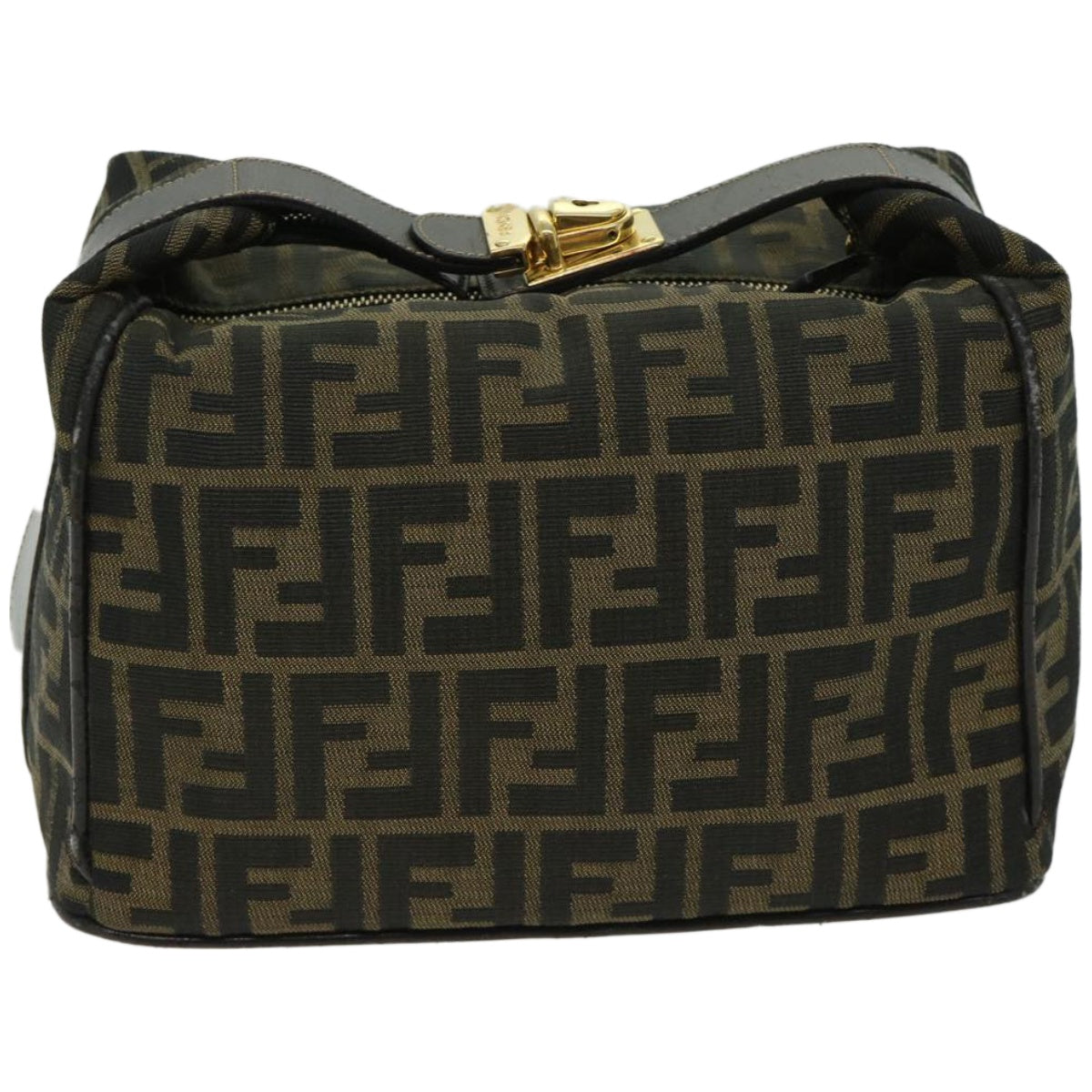 FENDI Zucca Canvas Hand Bag Black Brown fm3243