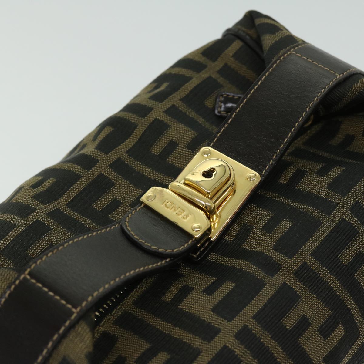 FENDI Zucca Canvas Hand Bag Black Brown fm3243