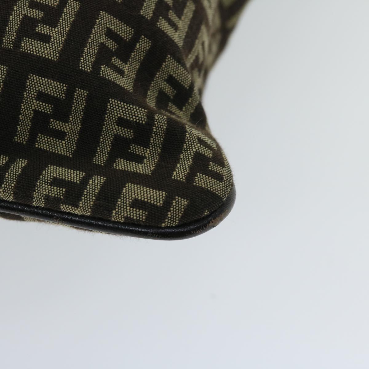 FENDI Zucchino Canvas Mamma Baguette Shoulder Bag Brown fm3245