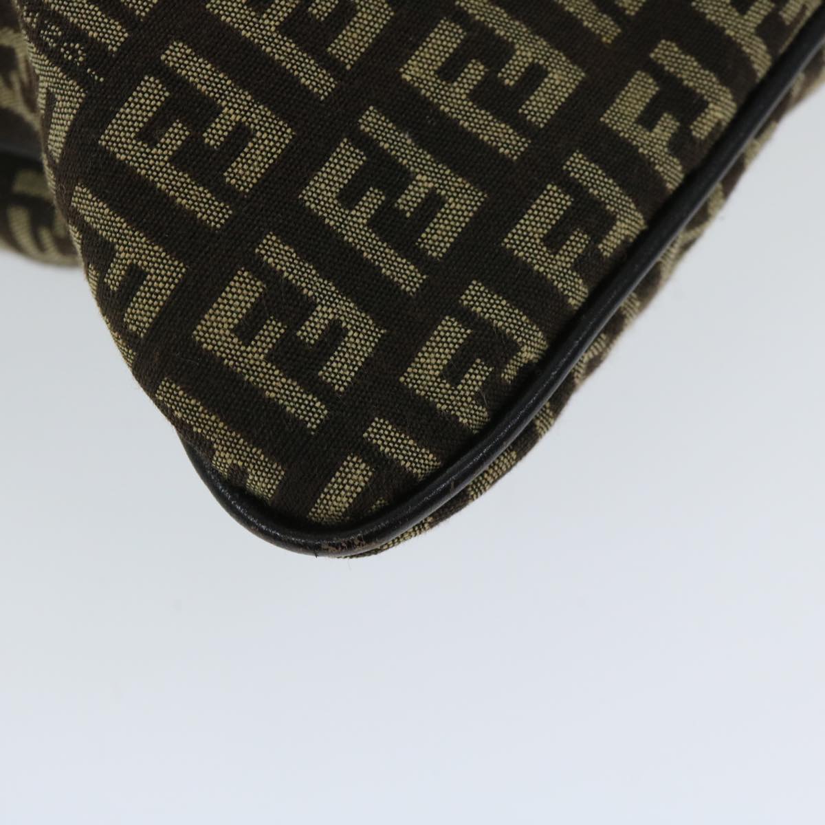 FENDI Zucchino Canvas Mamma Baguette Shoulder Bag Brown fm3245