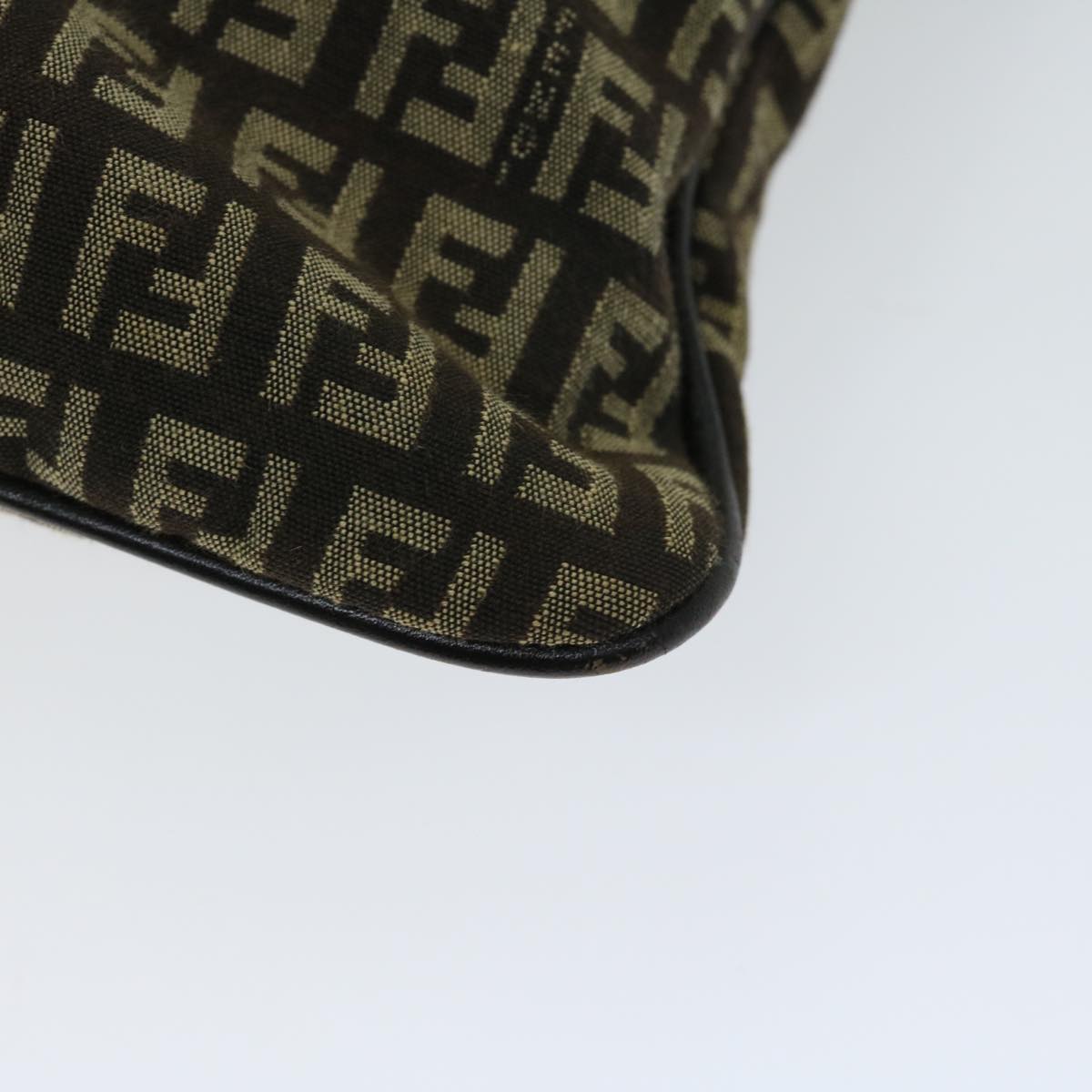 FENDI Zucchino Canvas Mamma Baguette Shoulder Bag Brown fm3245
