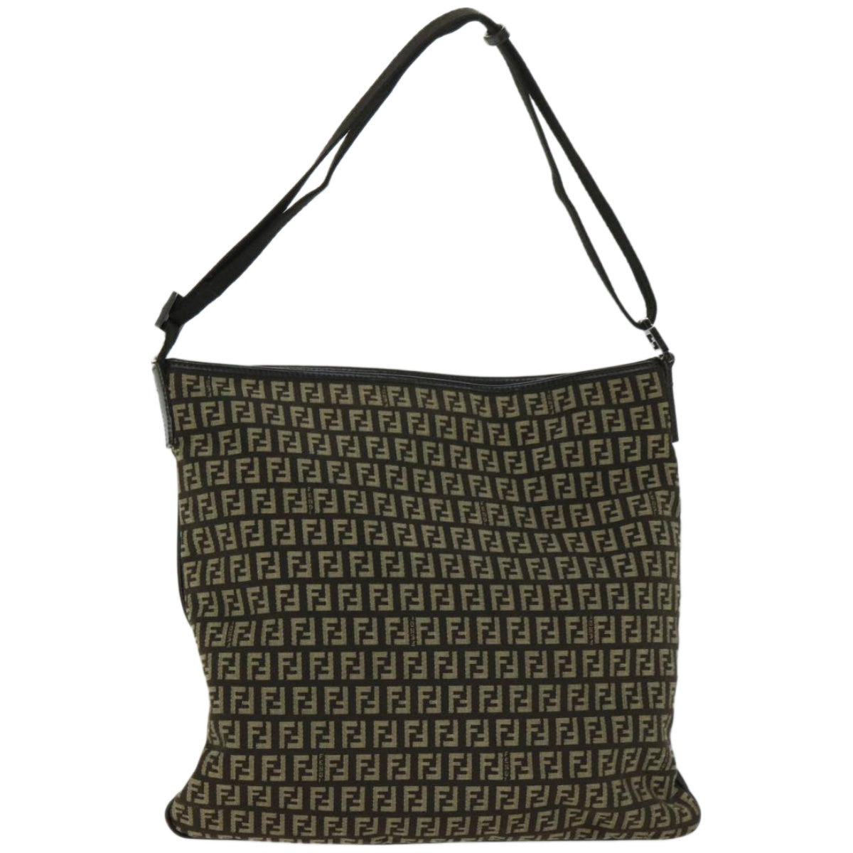 FENDI Zucchino Canvas Mamma Baguette Shoulder Bag Brown fm3245
