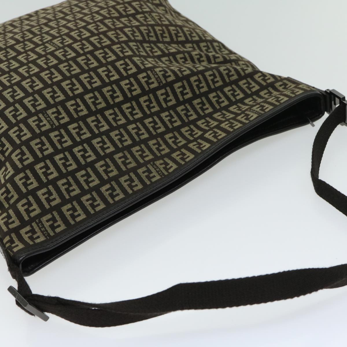 FENDI Zucchino Canvas Mamma Baguette Shoulder Bag Brown fm3245