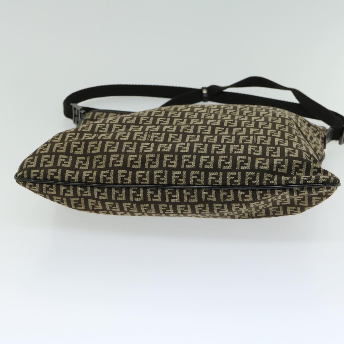 FENDI Zucchino Canvas Mamma Baguette Shoulder Bag Brown fm3245
