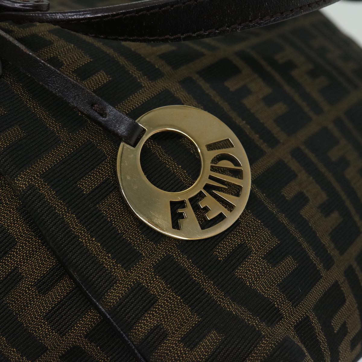 FENDI Zucca Canvas Shoulder Bag Black Brown fm3246