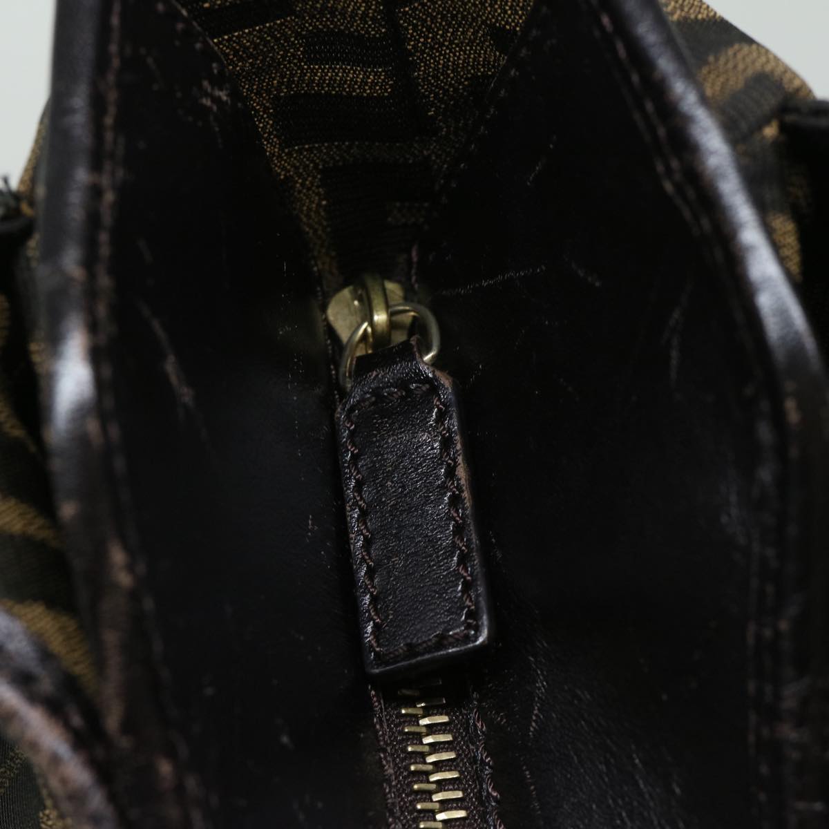 FENDI Zucca Canvas Shoulder Bag Black Brown fm3246