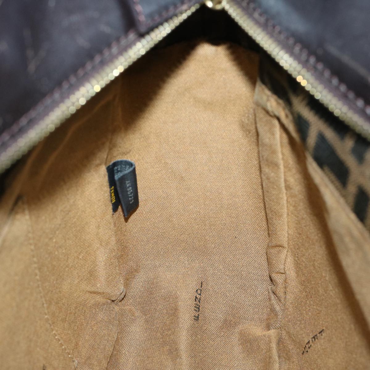 FENDI Zucca Canvas Shoulder Bag Black Brown fm3246