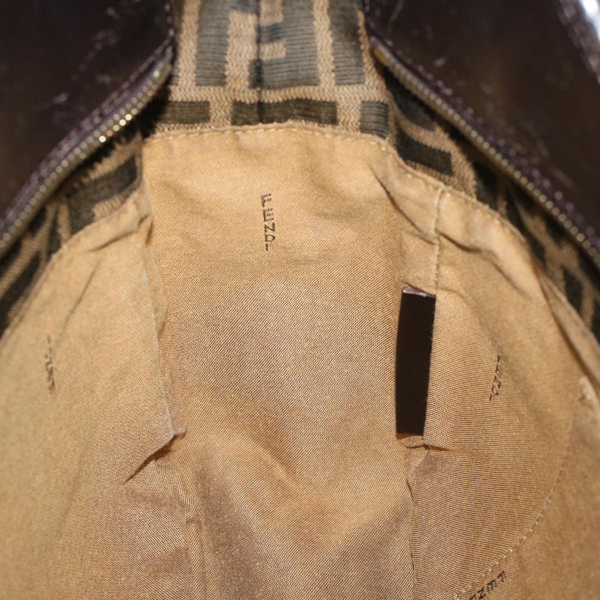 FENDI Zucca Canvas Shoulder Bag Black Brown fm3246