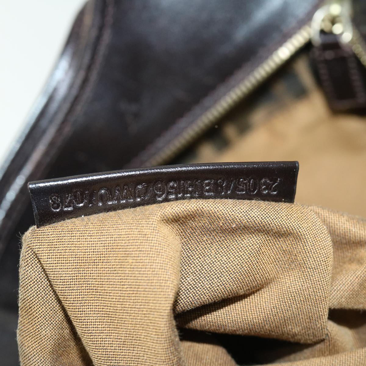 FENDI Zucca Canvas Shoulder Bag Black Brown fm3246