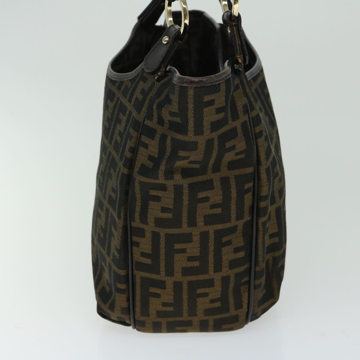 FENDI Zucca Canvas Shoulder Bag Black Brown fm3246
