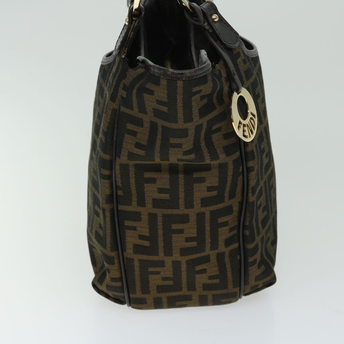 FENDI Zucca Canvas Shoulder Bag Black Brown fm3246