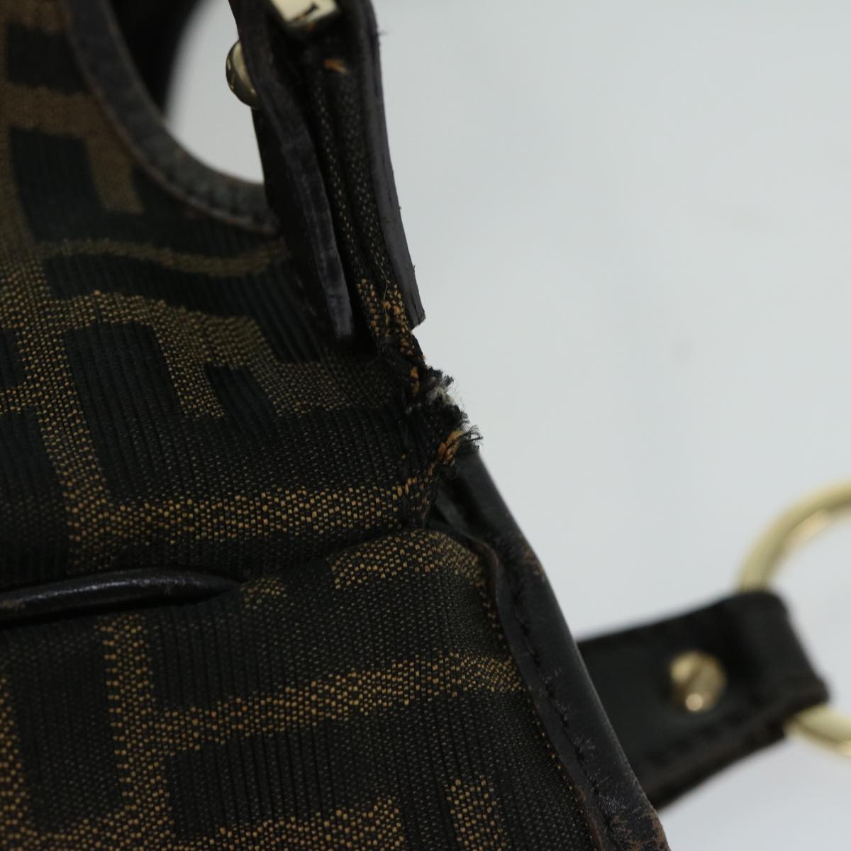 FENDI Zucca Canvas Shoulder Bag Black Brown fm3246