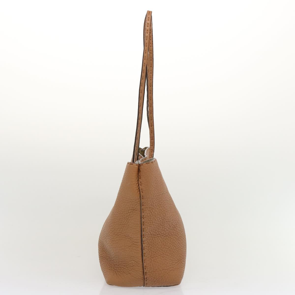 FENDI Celeria Carla Tote Bag Leather Brown fm3285