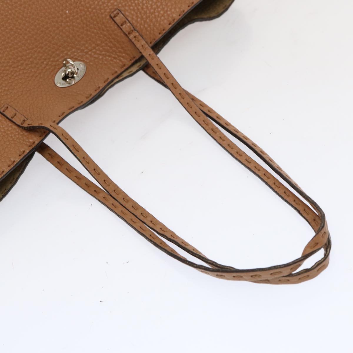 FENDI Celeria Carla Tote Bag Leather Brown fm3285