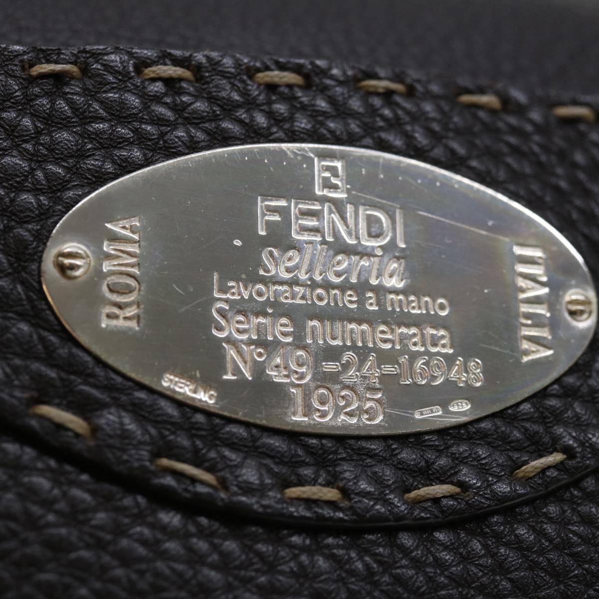 FENDI Celeria Shoulder Bag Leather Brown fm3345