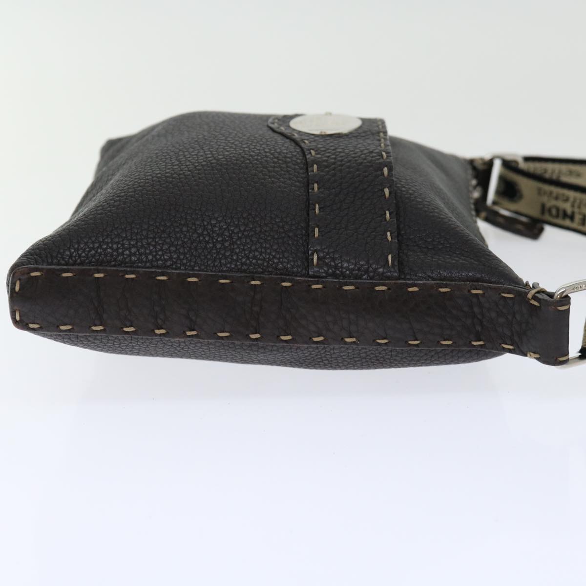 FENDI Celeria Shoulder Bag Leather Brown fm3345