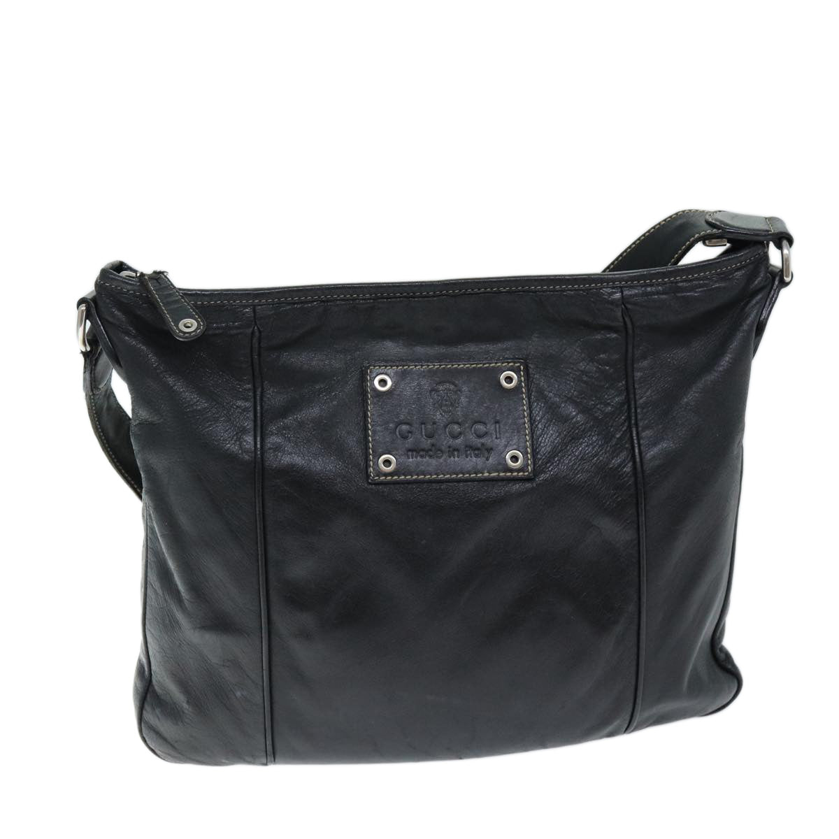 GUCCI Shoulder Bag Leather Black 190279 fm3431