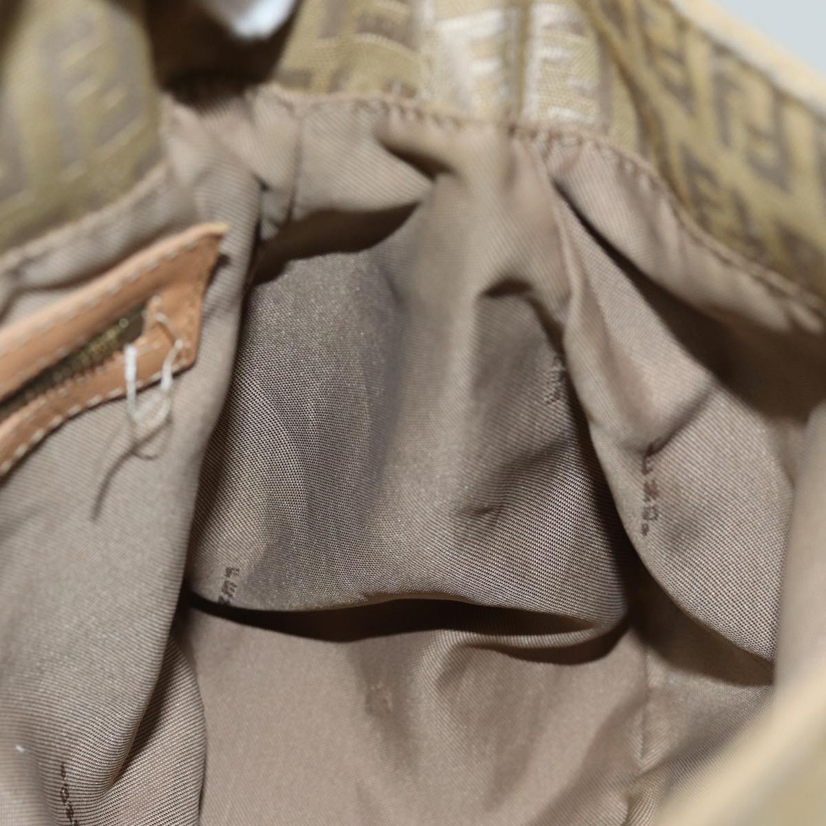 FENDI Zucchino Canvas Mamma Baguette Shoulder Bag Beige fm3459
