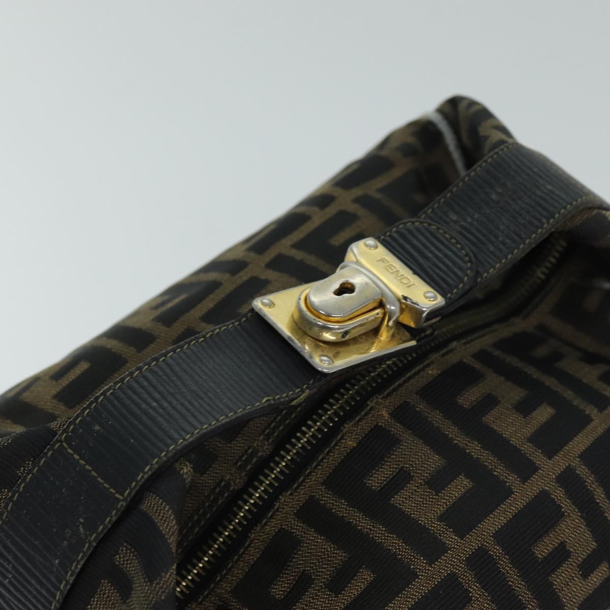 FENDI Zucca Canvas Hand Bag Black Brown fm3460