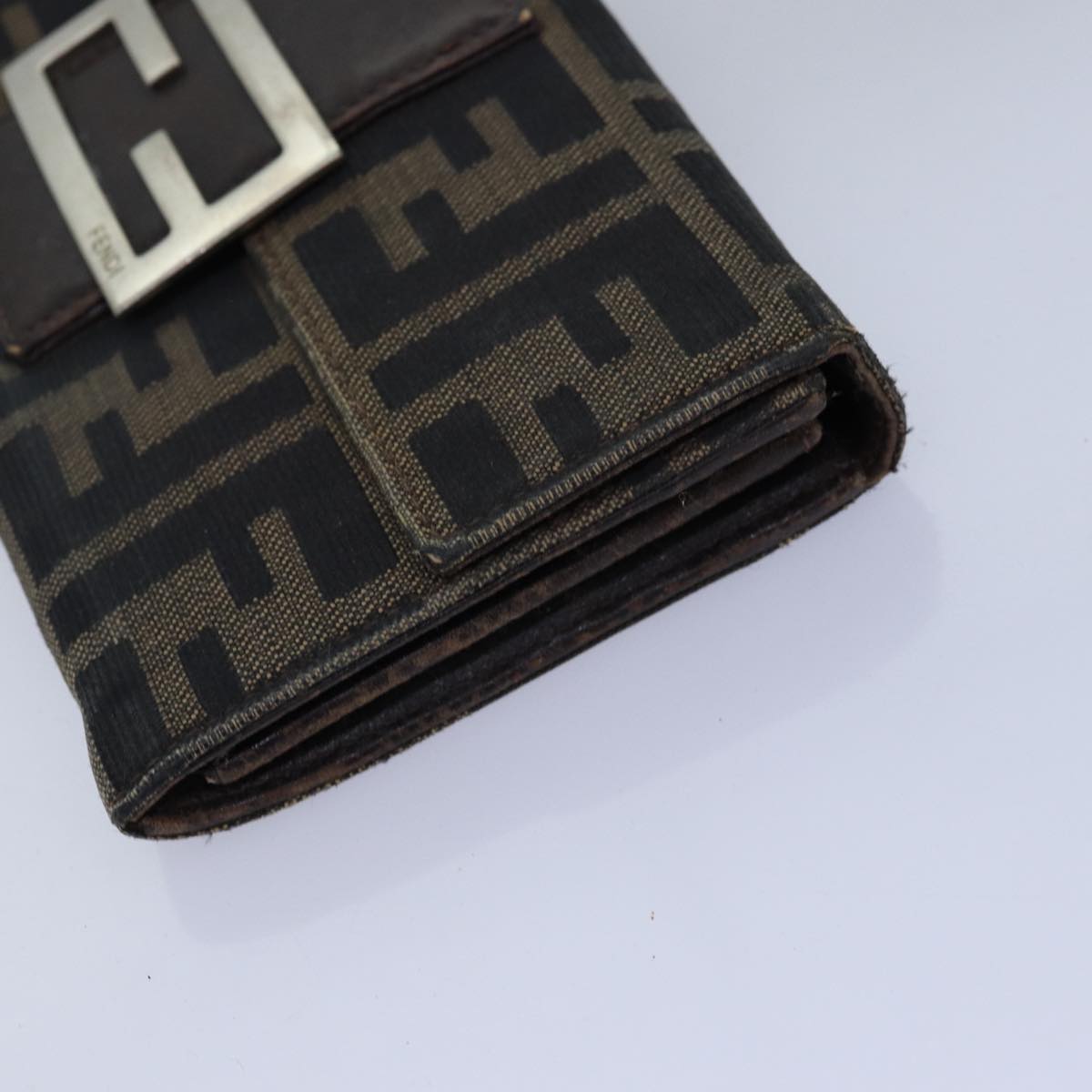 FENDI Zucca Canvas Wallet Leather 6Set Black Brown fm3475