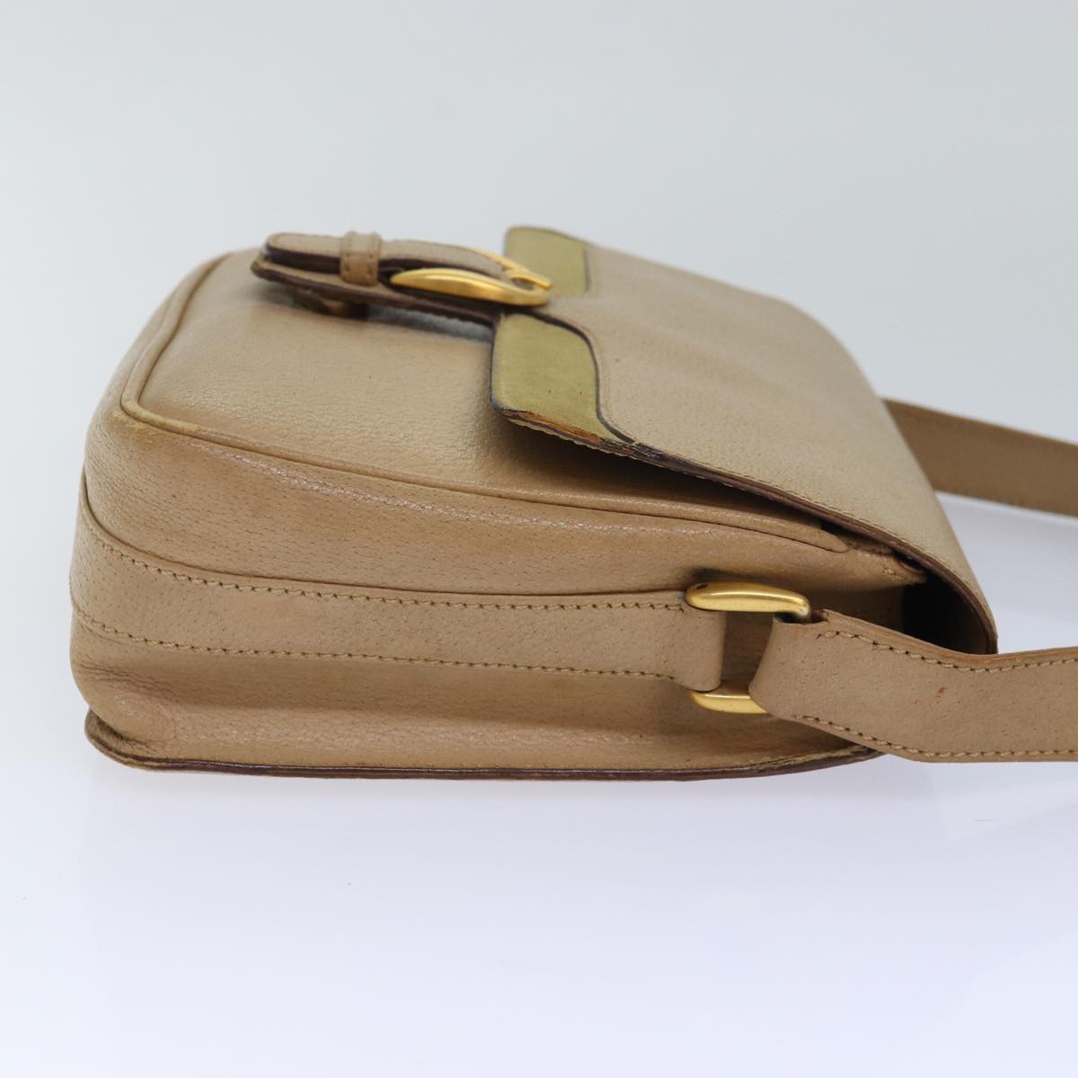 GUCCI Shoulder Bag Leather Beige fm3502