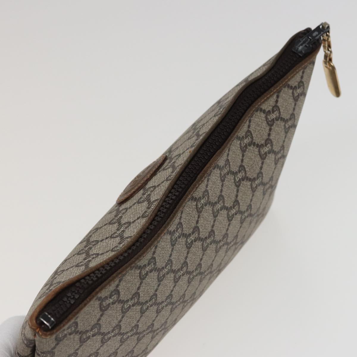 GUCCI GG Plus Supreme Clutch Bag PVC Beige fm3504