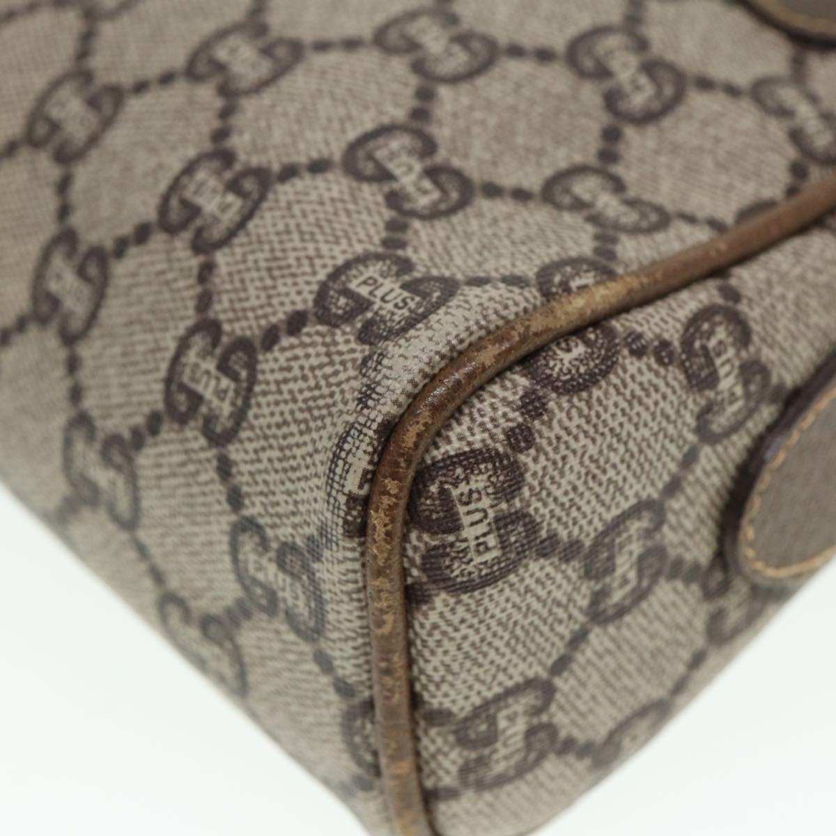 GUCCI GG Plus Supreme Shoulder Bag PVC Leather Beige fm3509