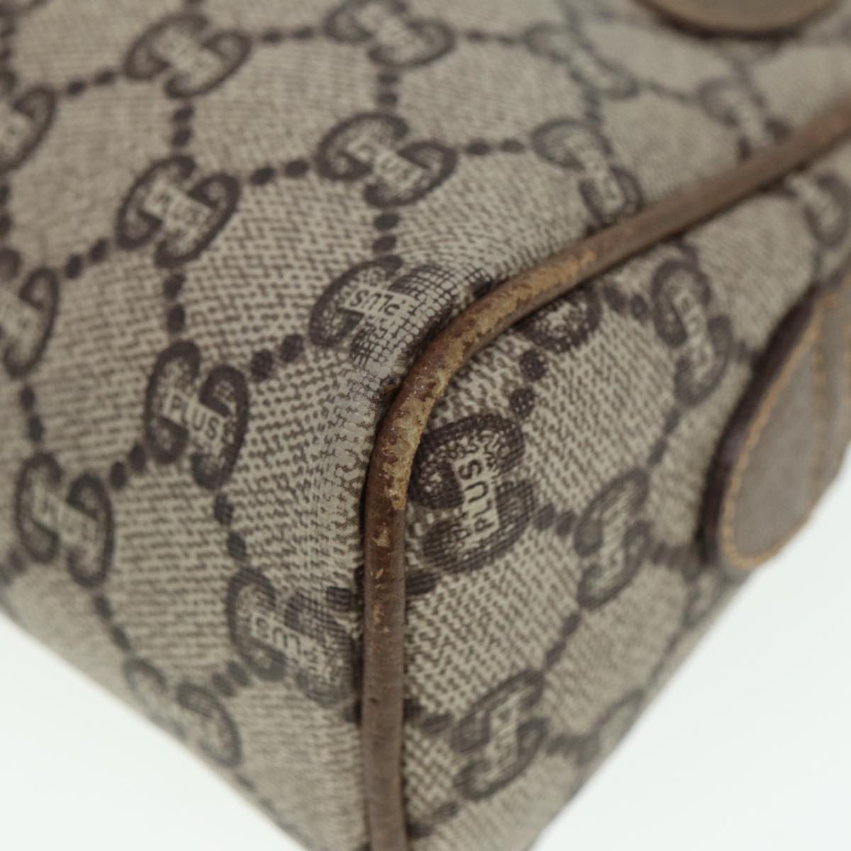 GUCCI GG Plus Supreme Shoulder Bag PVC Leather Beige fm3509
