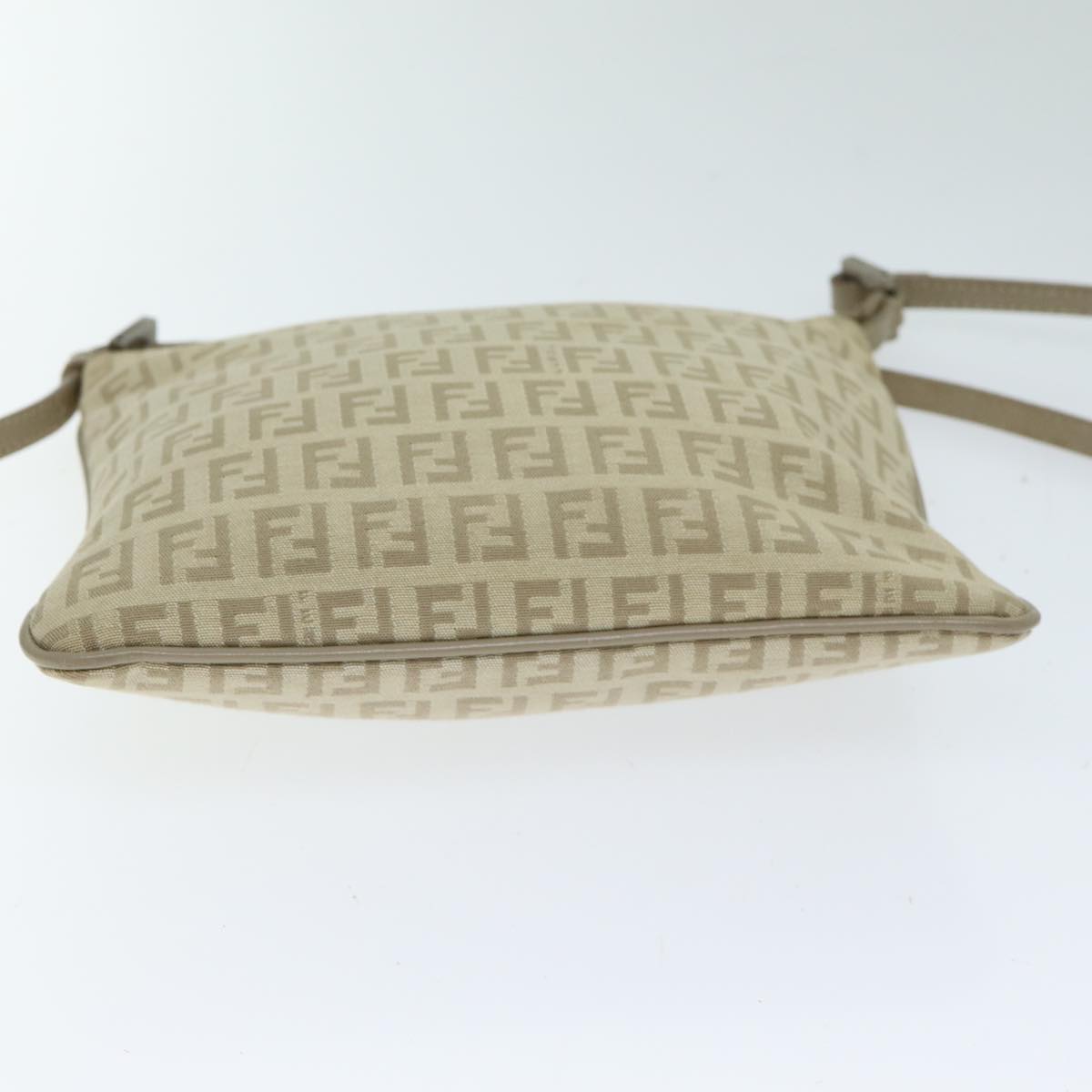FENDI Zucchino Canvas Shoulder Bag Beige fm3513