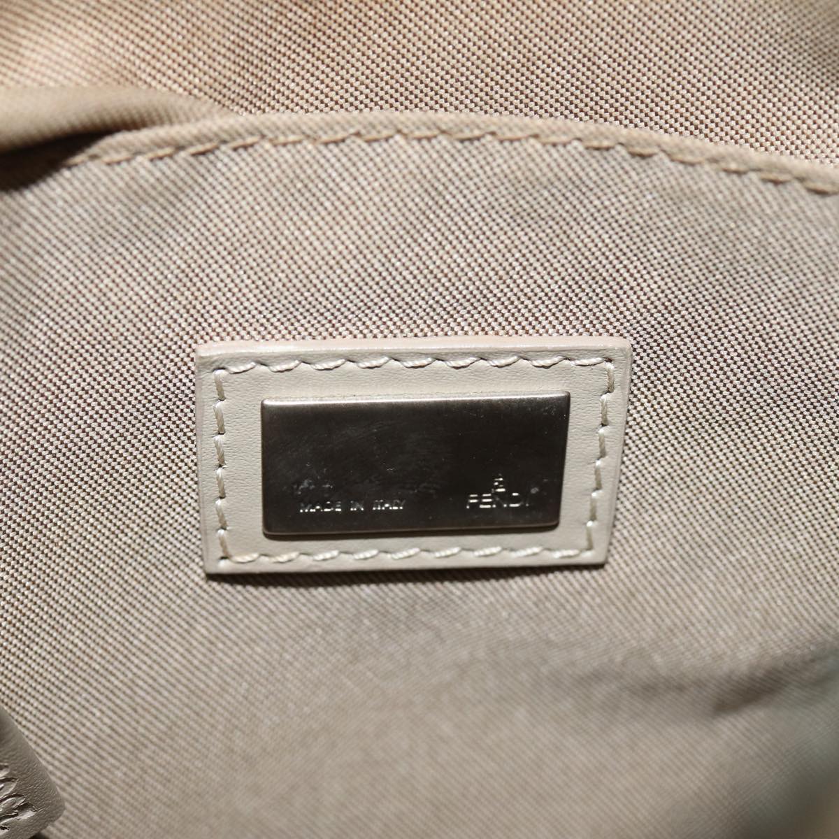 FENDI Zucchino Canvas Shoulder Bag Beige fm3513