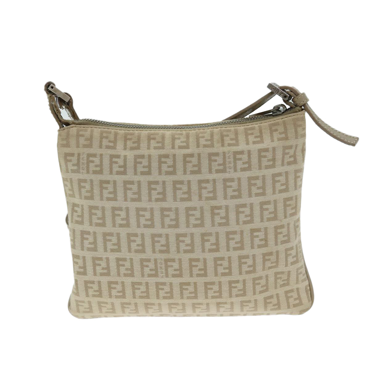 FENDI Zucchino Canvas Shoulder Bag Beige fm3513
