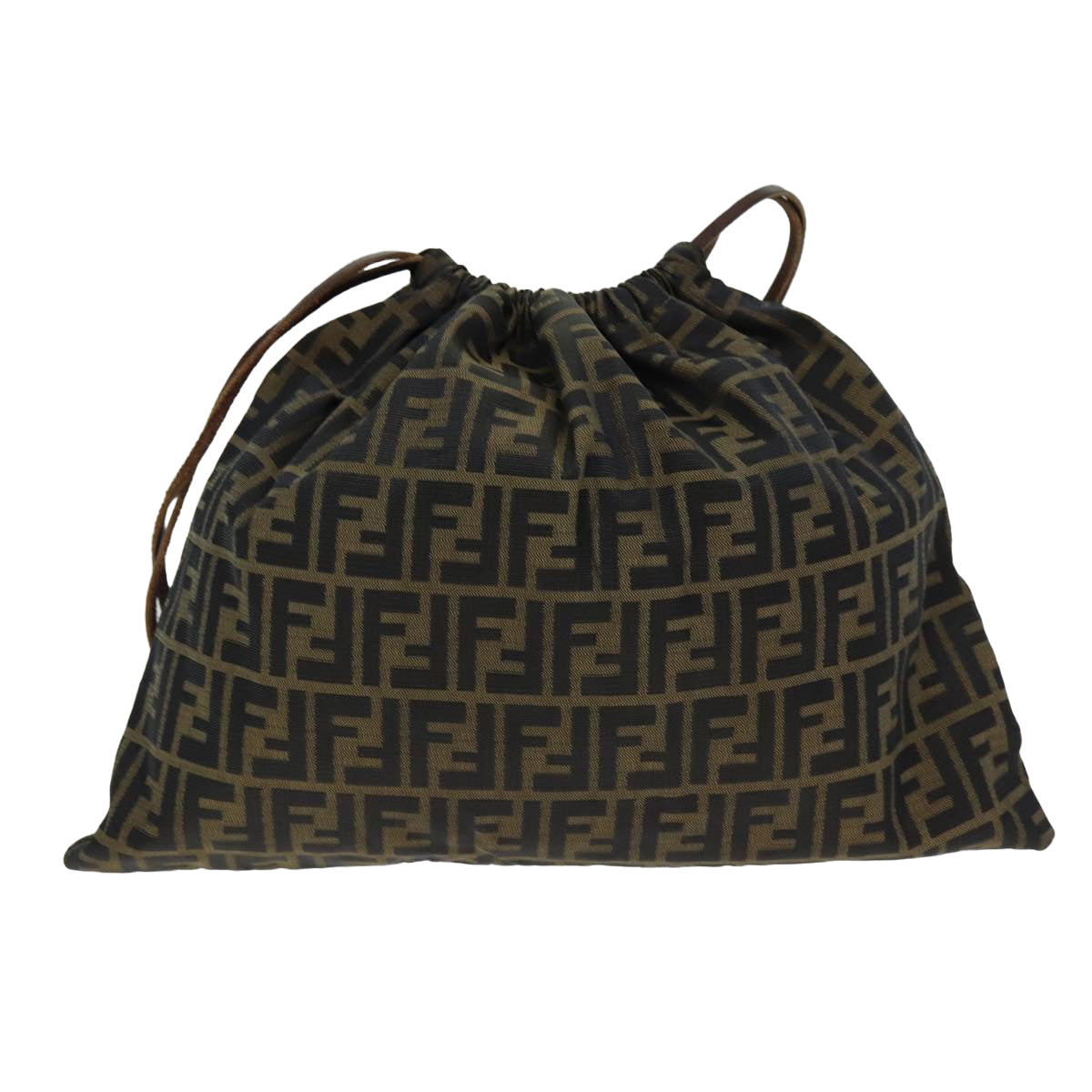FENDI Zucca Canvas Purse Shoulder Bag Brown Black fm3526