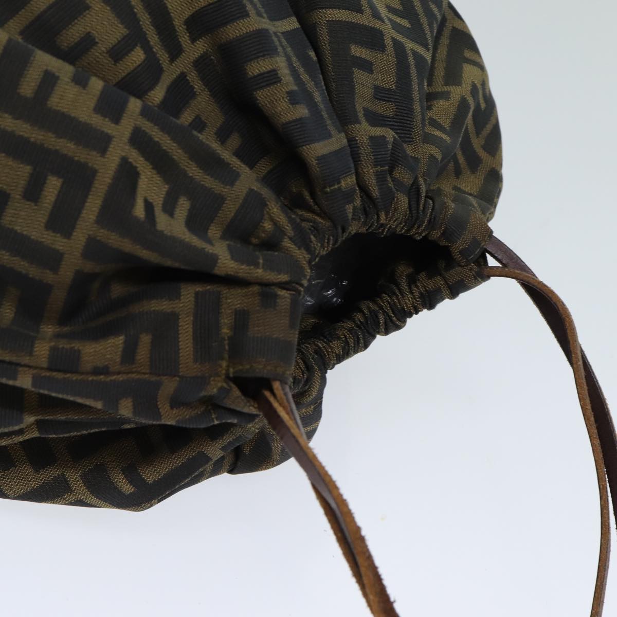 FENDI Zucca Canvas Purse Shoulder Bag Brown Black fm3526