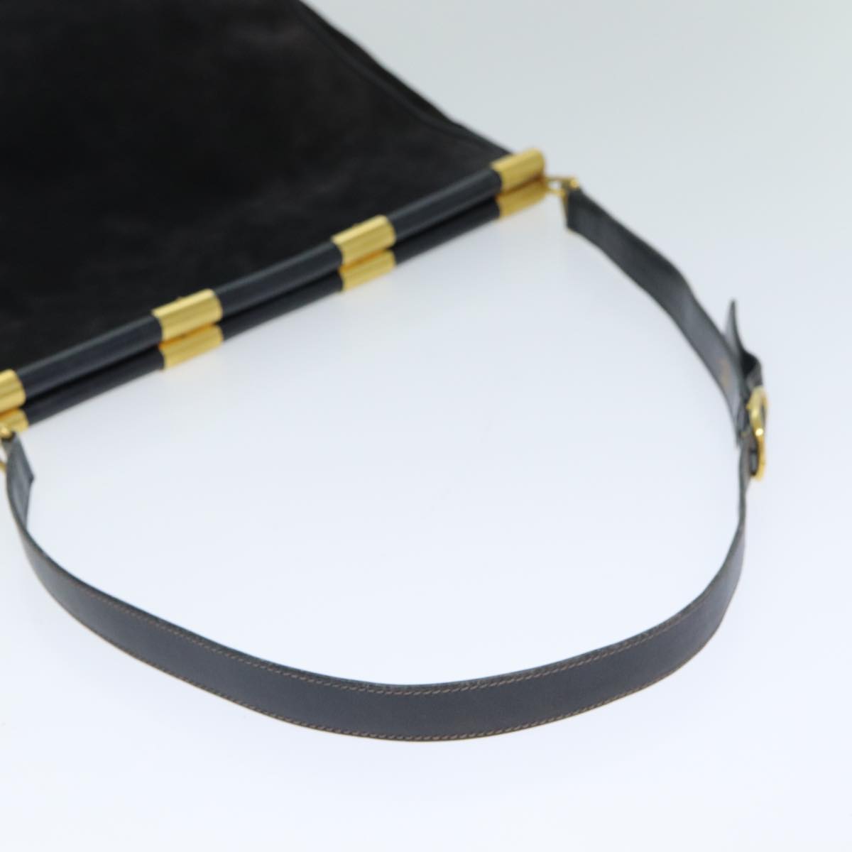GUCCI Shoulder Bag Leather Suede Navy fm3543