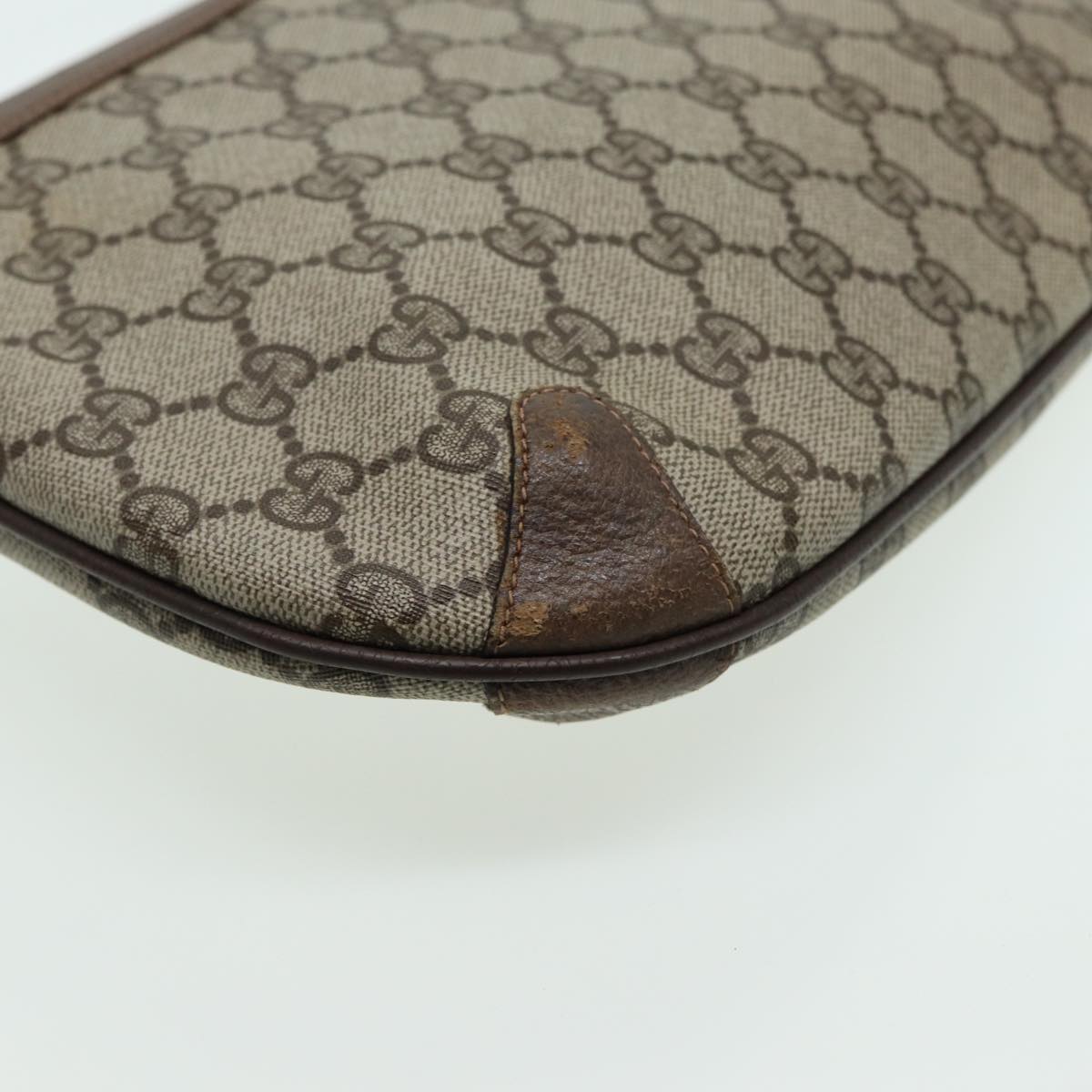 GUCCI GG Canvas Web Sherry Line Shoulder Bag PVC Leather Beige Green fm3586