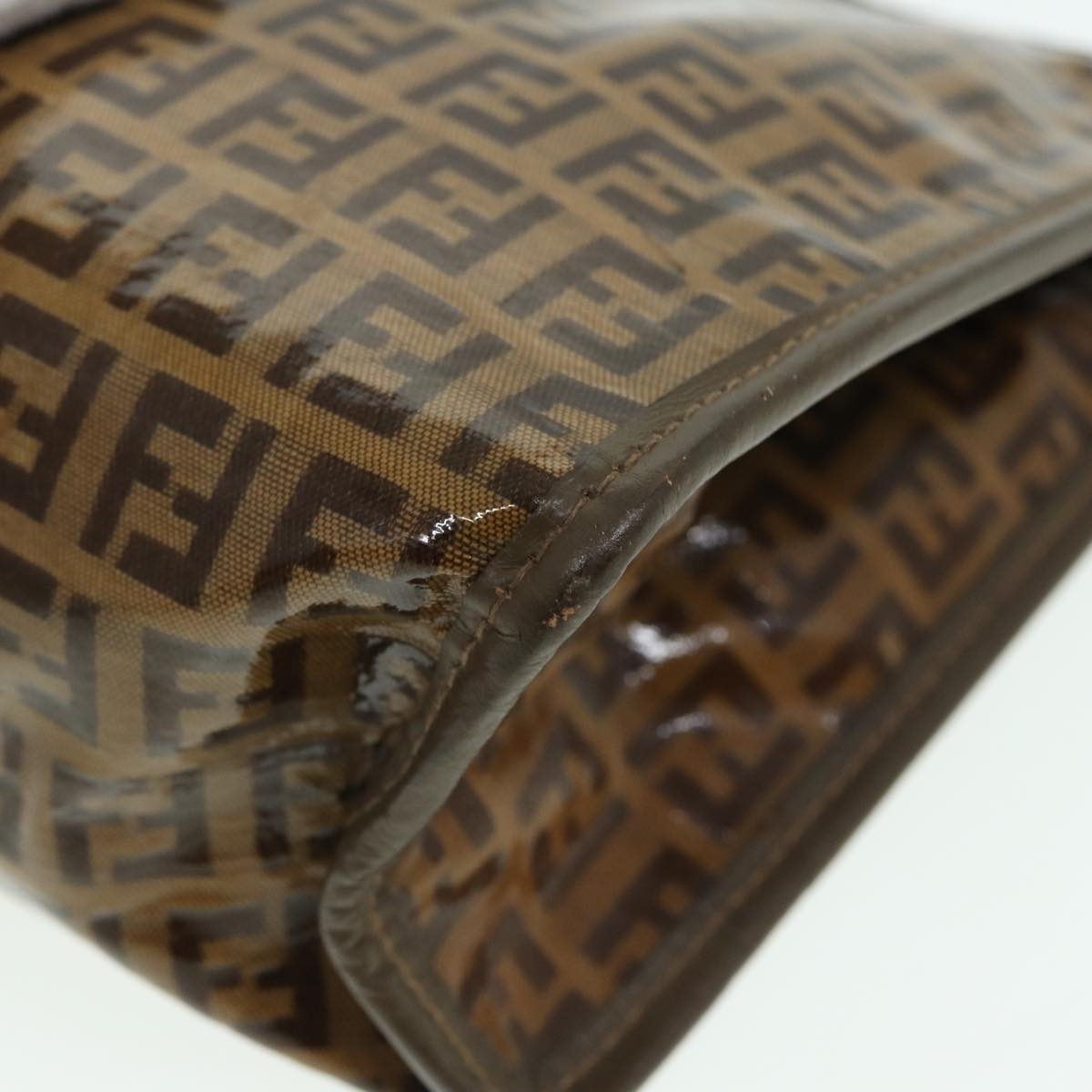 FENDI Zucchino Canvas Clutch Bag Coated Canvas Beige fm3587