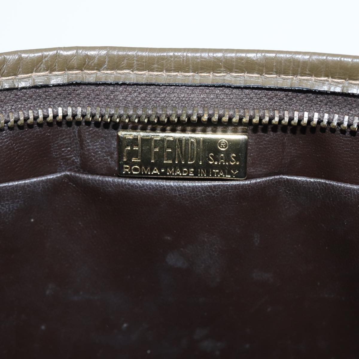 FENDI Zucchino Canvas Clutch Bag Coated Canvas Beige fm3587