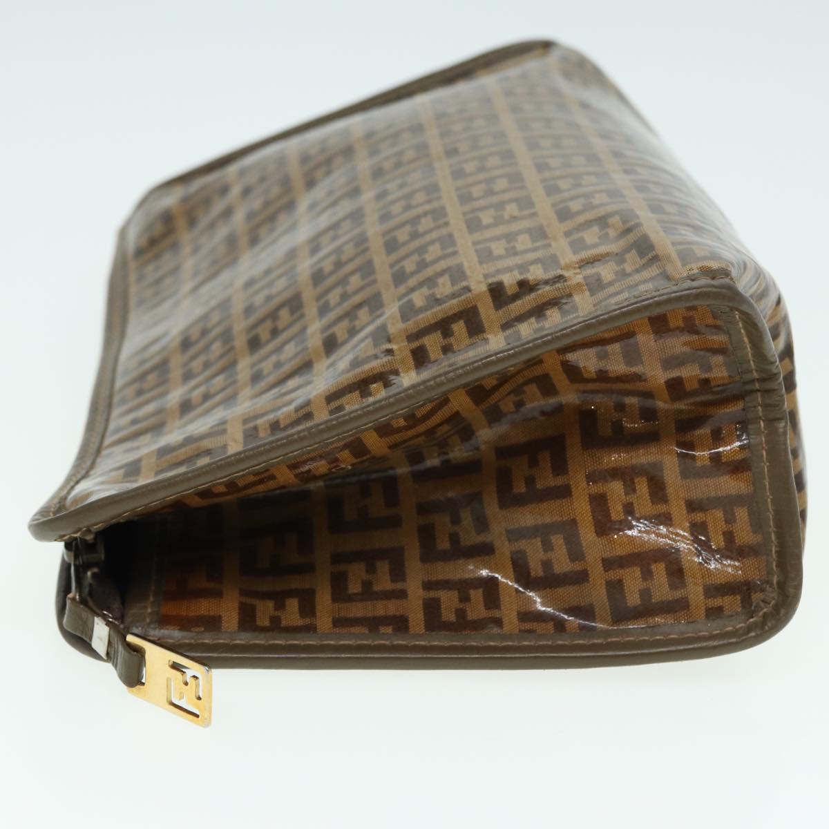 FENDI Zucchino Canvas Clutch Bag Coated Canvas Beige fm3587