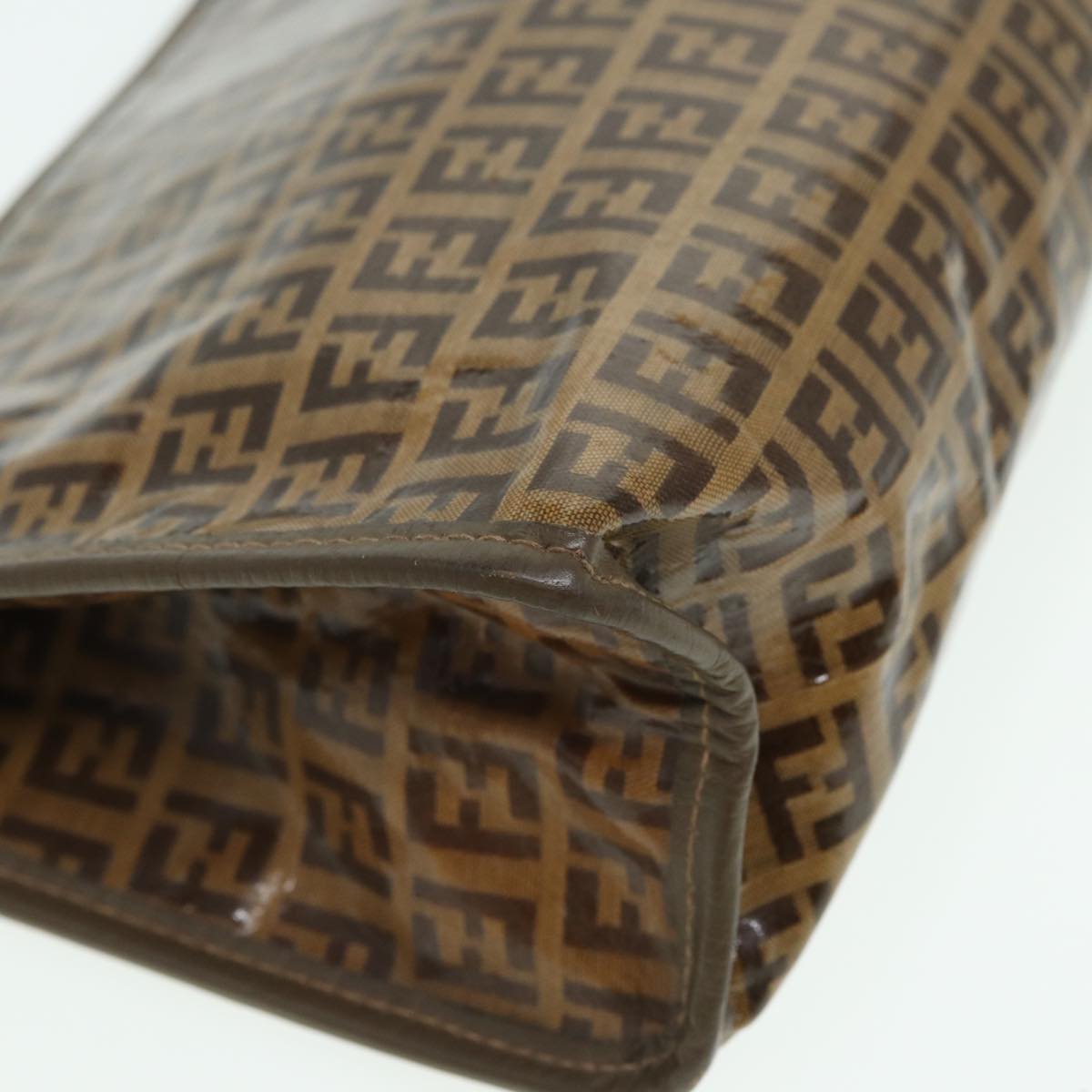 FENDI Zucchino Canvas Clutch Bag Coated Canvas Beige fm3587