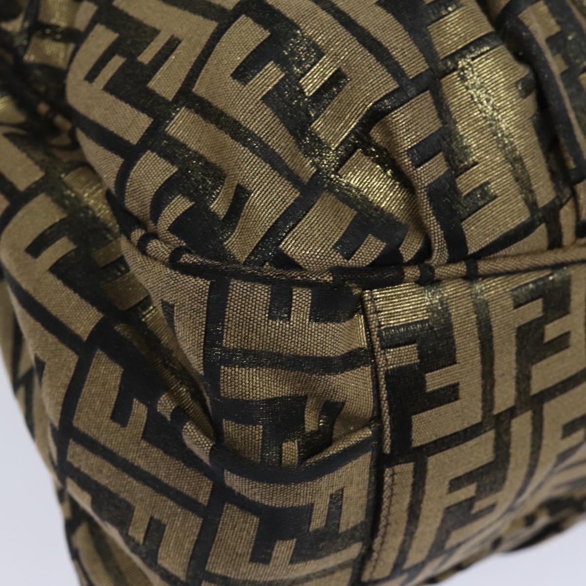FENDI Zucca Canvas Chain Hand Bag Gold fm3589