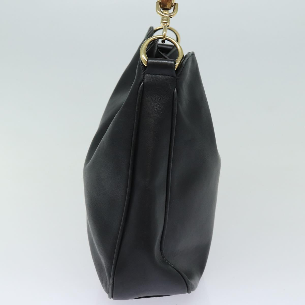 GUCCI Bamboo Hand Bag Leather Black 001 1638 200047 fm3655